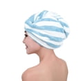 thumbnail image 3 of Paquete de 2 toallas de microfibra para el cabello, turbante envolvente, toalla de secado rápido para el cabello, turbante absorbente de rayas para secar la cabeza, 3 of 5