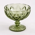 thumbnail image 3 of STP GOODS Vintage Embossed Glass Dessert Bowl Set of 4 pcs 8.45 fl oz (250 ml) Glass Candy Bowl Serving Bowl with Stem Ice Cream Bowl for Pudding Fruit Snack Trifle Appetizes, Green, 3 of 4