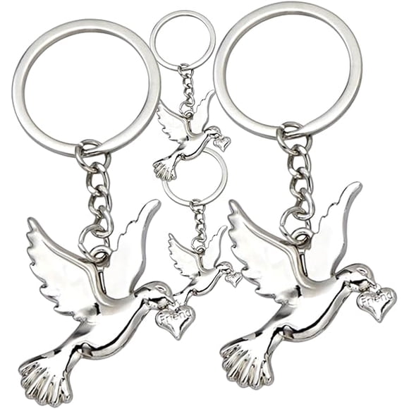 4 Pcs Dove Porte-Clés en Alliage de Zinc Décor Porte-Clés Oiseau Cadeau Porte-Clés Pigeon Pendentifs Suspendus Porte-Clés Pigeon