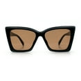 thumbnail image 4 of Womens Oversized Rectangle Cat Eye Plastic Retro Mod Minimal Sunglasses Black - Brown, 4 of 8