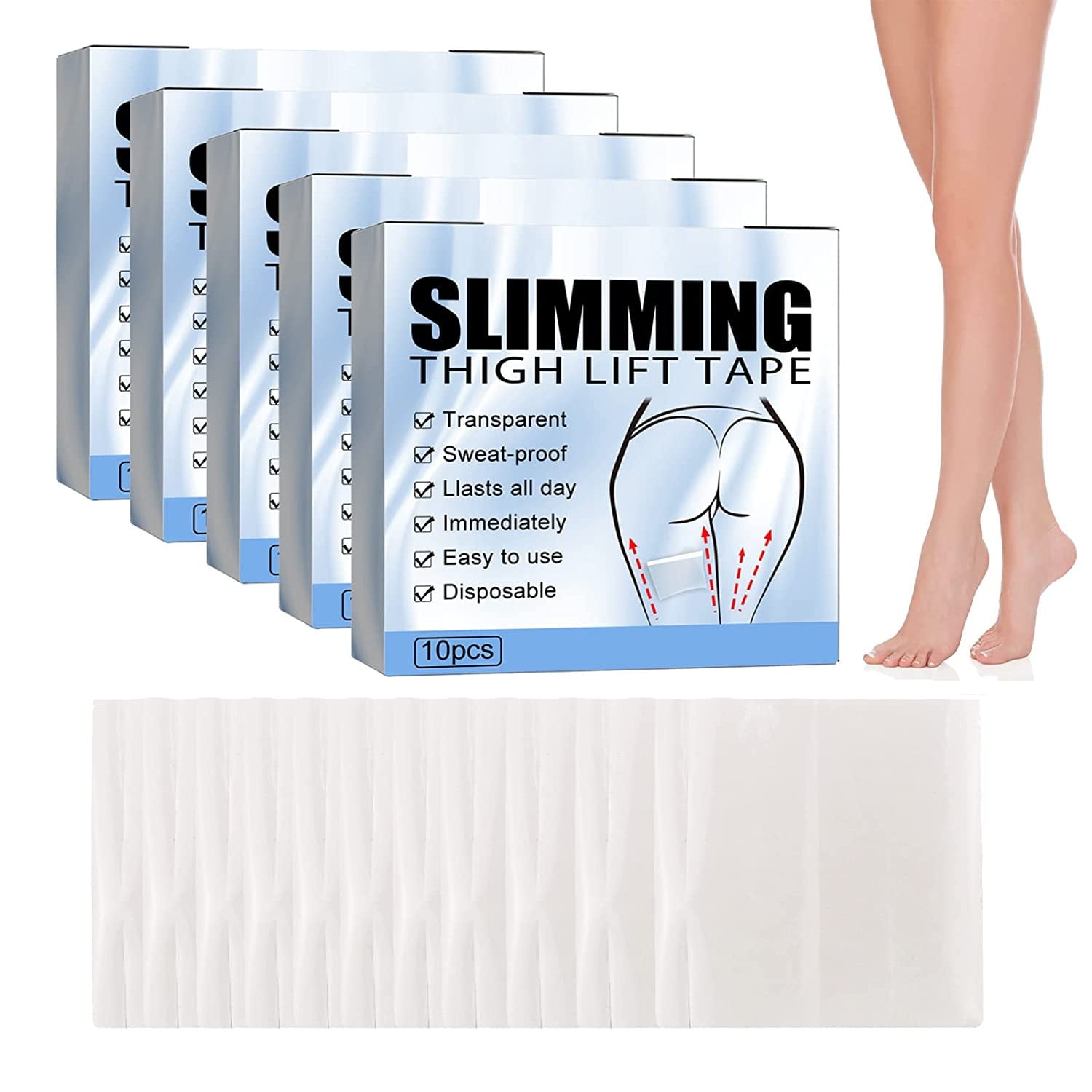 EJWQWQE Thigh Lift Tape, 10 Pcs, Lifts Cellulite & Sagging Skin On