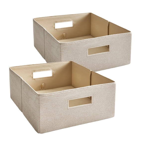 Better Homes & Gardens Half-Size Fabric Storage Bin, Toasted Almond Textured, 2 Pack