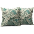 thumbnail image 2 of Vintage Floral Bird Pillow Covers 18x18 Inch Set of 2 Teal Flowers Leaves Decorative Throw Pillows for Couch Chinoiserie Square Pillow Cases Home Decor for Sofa Bed Porch Living Room Outdoor, 2 of 6
