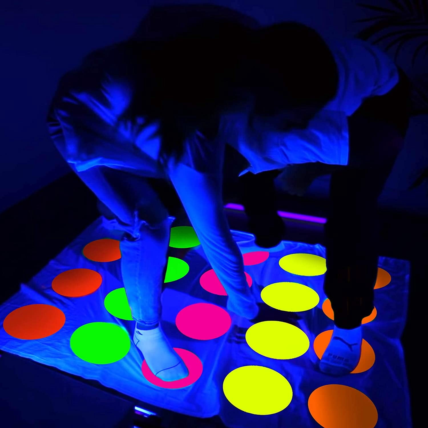 25 Sheets Neon Papers Glow Party Decoration DIY Dance Floor Moves Games Classic Twister UV Reactive Multi Colored Double Sided Card Stock for Black Light Neon Birthday Wedding Fluorescent