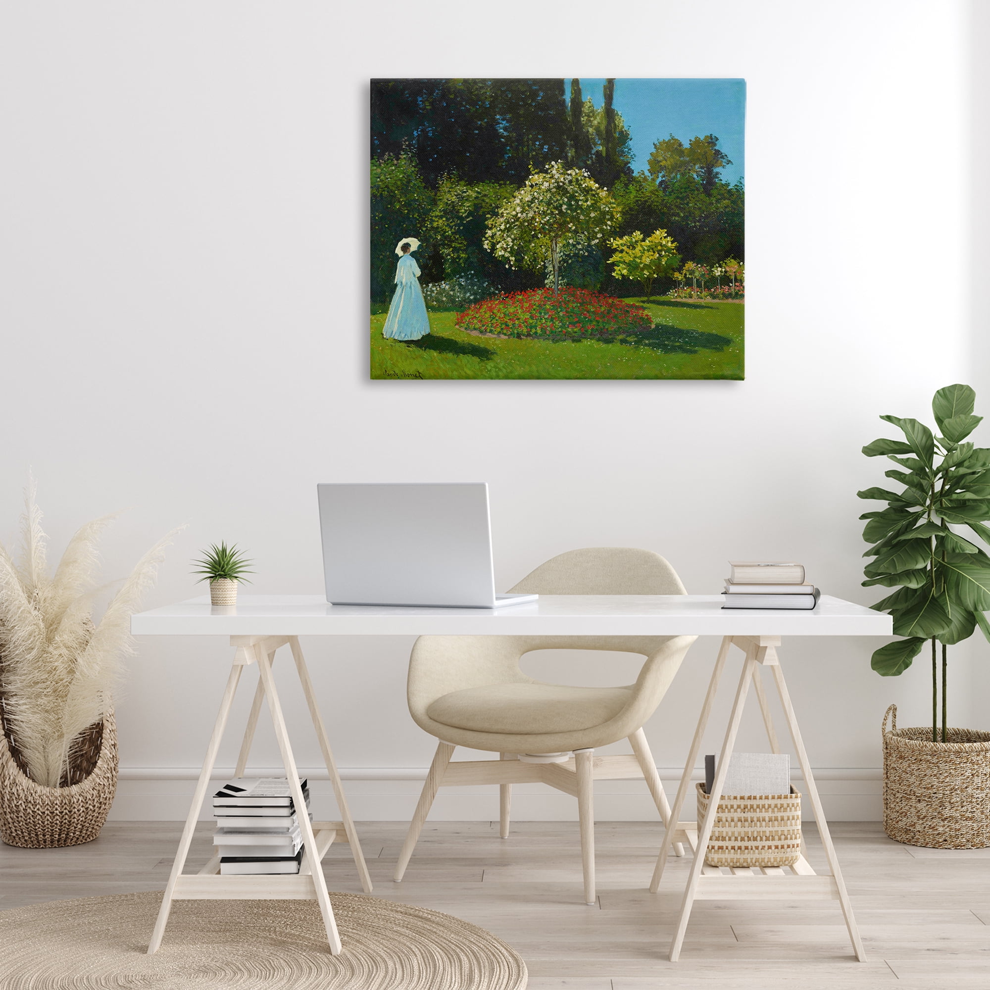 Stupell Industries Classic Monet Lady in Garden Landscape & Nature Painting Wrapped Canvas Art Print Wall Art, 40 x 30