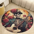 thumbnail image 5 of Guitar Skeleton Rock Floral Medallion Round Rug - Small Round Area Rug, Soft Non-Slip Machine Washable Bedroom Mat Indoor Accent Entry Carpet for Office Desk Dorm Hallway, 5 of 7