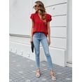 thumbnail image 4 of SOMER Womens Dressy Shirts Ruffle Short Sleeve V Neck Work Blouse Business Casual Summer Cute Tops 2026 Black 2XL, 4 of 12