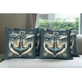 thumbnail image 2 of Ambesonne Nautical Throw Pillow Cover Pack of 4, Anchor with Whales Compass, 4 Pcs-16" x 16", Petrol Blue Beige, 2 of 5