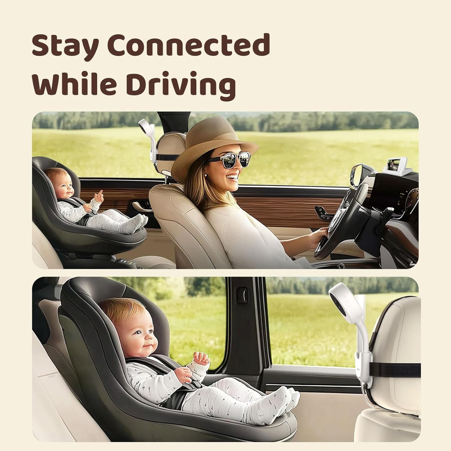 Netvue Peekababy Car Seat Accessories for Baby Monitor, Baby Monitor Car Mount and Baby Camera Car Mount Accessories Compatible with Netvue 3000mAh Baby Monitor
