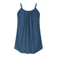 thumbnail image 3 of Olyvenn Fashion Plus Size Tank Tops for Women Summer Fashion Pleated Boho Solid Loose Cami Spaghetti Strap Tunic Blouses Navy L, 3 of 7