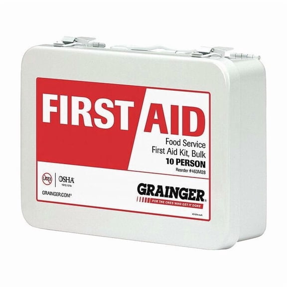 First Aid Kit and Housing, Metal 68 Components, 10 People Served