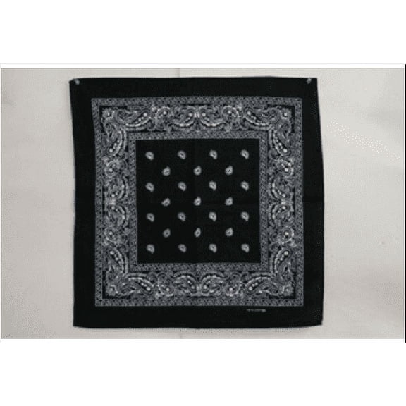 22"x22" Paisley Black Bandana