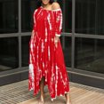 thumbnail image 2 of Vestido a media pierna con abertura en el bolsillo con teñido anudado y cuello redondo holgado informal con cuello redondo y manga tres cuartos a la moda Pompotops ghjkhdj12606, 2 of 7