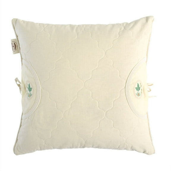 Ideia Cotton Aromatic Pillow with Buckwheat Hulls 15.8x15.8'' (40x40 cm) Aroma Pillow Cotton Aromatherapy Bed Pillow for Sleeping Euro Square Pillow, Ivory