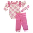 thumbnail image 3 of AnnLoren Baby Girls Layette Pink Polka Dot Onesie Pants Headband 3piece Gift Set, 3 of 8