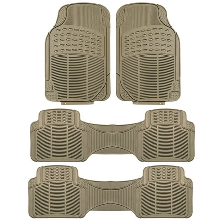 FH Group Heavy Duty Rubber Floor Mats for SUV, VAN, 3 Row Full Set,