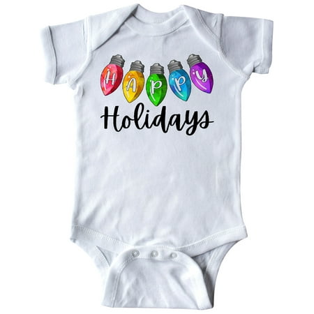 

Inktastic Happy Holidays Rainbow Christmas Lights Gift Baby Boy or Baby Girl Bodysuit