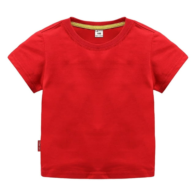 T-shirt à Col Rond Coupe Classique pour Garçons et Filles / Coton Biologique Doux, Paquet Multiple, Manches Courtes, Basique, Tout-Petits et Enfants, Rouge 80/9 M-12 M