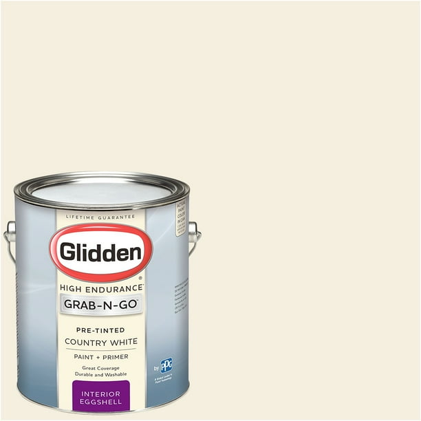 Glidden Pre Mixed Ready To Use, Interior Paint and Primer, Country White, Eggshell Finish, 1