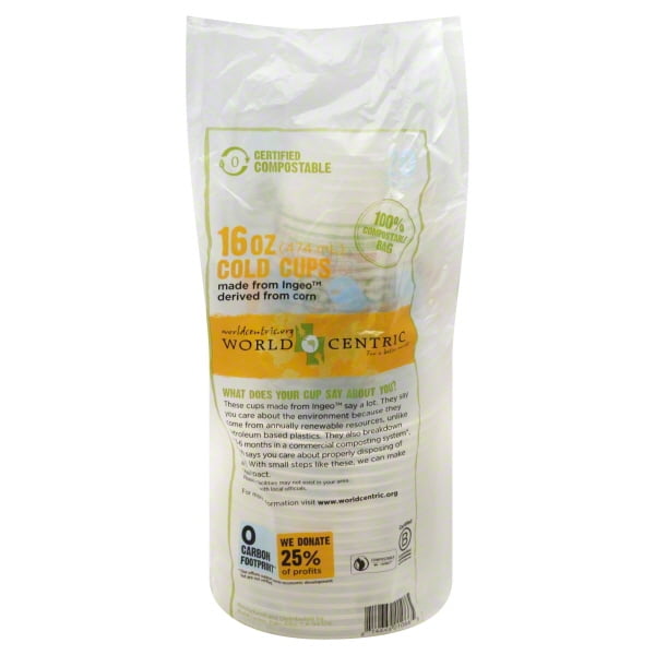 World Centric Corn Compostable Clear Cups, 16 oz, 20 Count Walmart