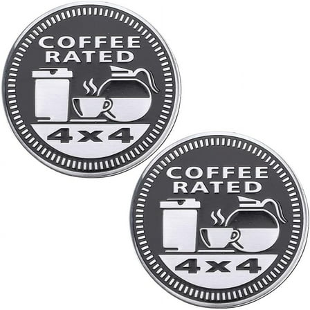 2Pcs Coffee Rated Badge Round Car Stickers Self Adhesive Metal Car Badge Emblem 4 x 4 Car Decals Stickers Car Decorative Emblem Compatible with Vehicles Trucks SUV RV grey