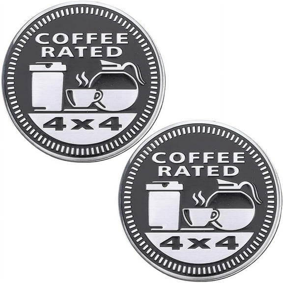 2Pcs Coffee Rated Badge Round Car Stickers Self Adhesive Metal Car Badge Emblem 4 x 4 Car Decals Stickers Car Decorative Emblem Compatible with Vehicles Trucks SUV RV grey