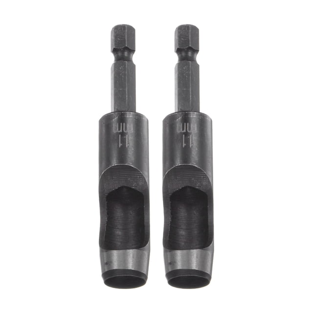 2uds Cuero Hueco Punzón Hexagonal Vástago para Taladros, 11mm Diámetro Agujero Punzón para Grueso Tejidos Cuero Artesanía Trabajo