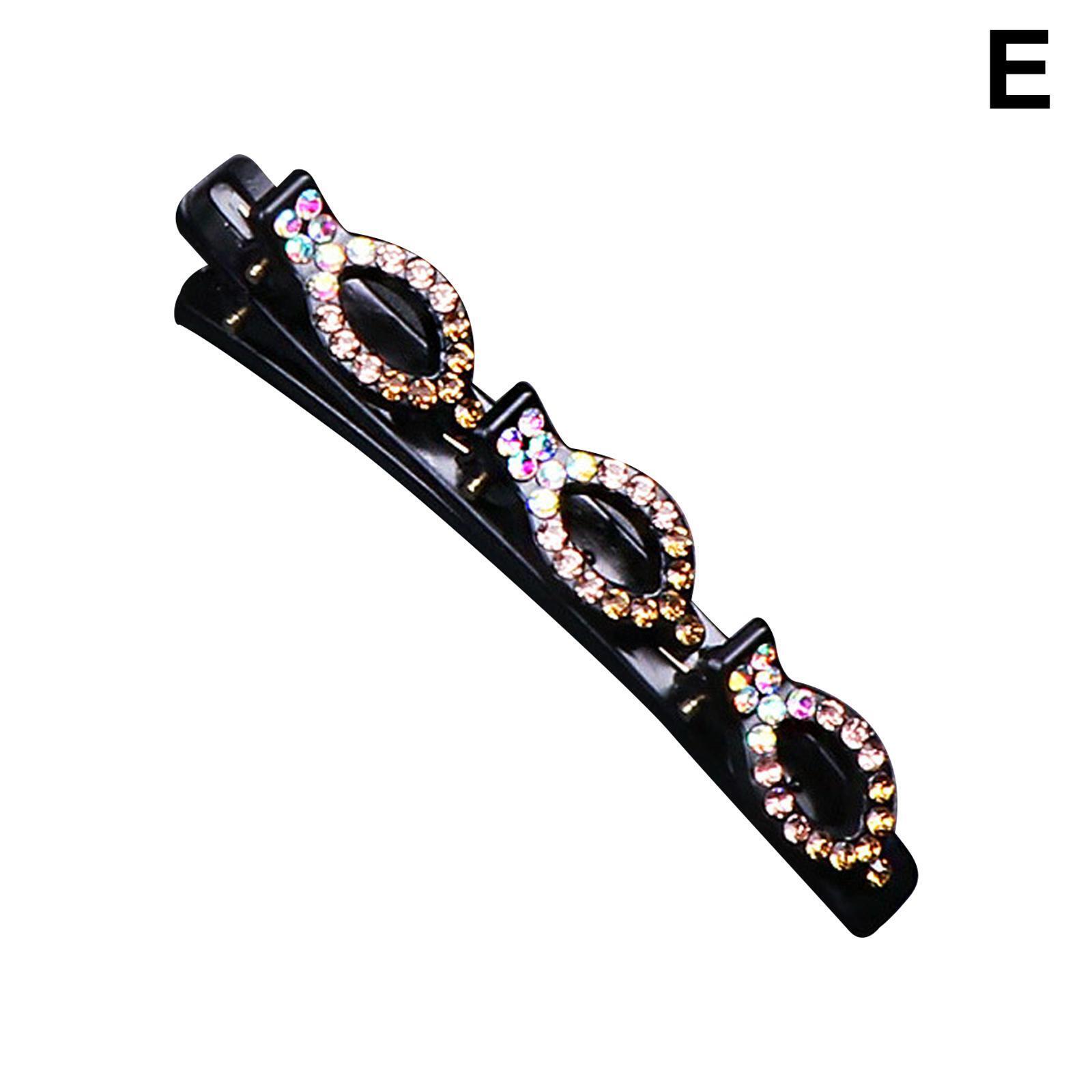 Sparkling Crystal Stone Braided Hair Clips,Double Bangs Hair Clips