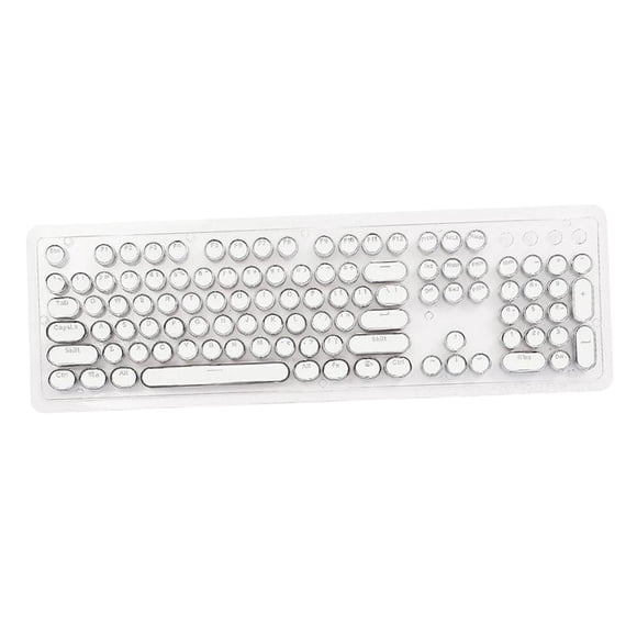 Teclado mecánico redondo de cristal, juego completo de 108 teclas, teclado para juegos de 12,6 cm x blanco