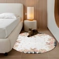 thumbnail image 3 of Round Area Rug 4 Ft, Pink Easter Washable Non-Slip Circle Carpet for Living Room/Bedroom, Spring Floral Farmhouse Eggs Black Plaid Low-Profile Crawling Mats Collection Rugs for Indoor, 3 of 7
