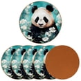 thumbnail image 2 of Panda 6Pcs Cute Round Coasters Set, Microfiber Leather Drink Coasters for Cups, Heat Coasters for Table, 4.3x4.3in Square Coasters with Holder, Coasters for Home and Office Decor, 2 of 6