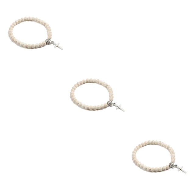 VONKY Unisex Cross Pendant Bracelets For Fashion Forward Individuals Lightweight Gift Yellow thread pine 3Set