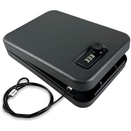 Pistol Safe Portable Travel Gun Safe Handgun Lock Box with Combination Lock for Home Desk Bedside Car Black$$Office
