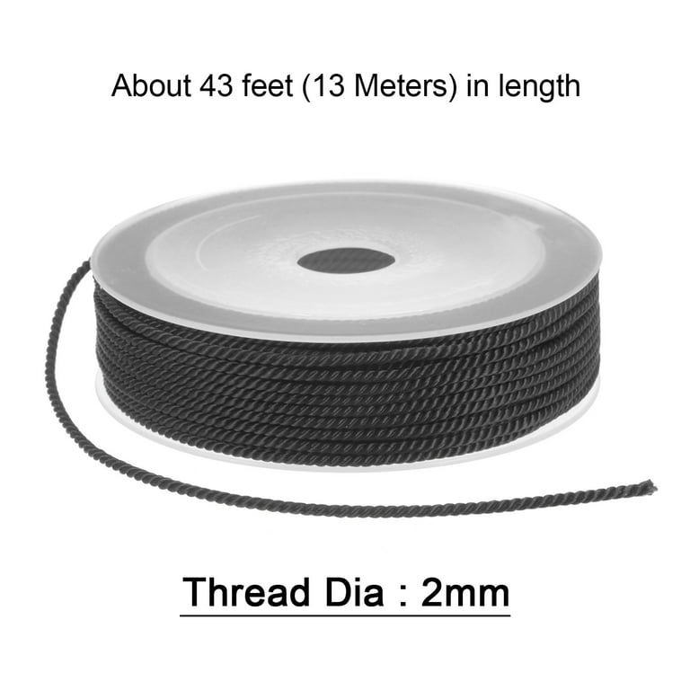 Twisted Nylon Twine Thread Beading Cord 2mm 13m/43 Feet Extra Strong Braided Nylon String, Black, Women's, Size: 2 mm, Blue