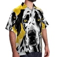 thumbnail image 2 of Spotted Dog Men's Poplin Shirt, Casual Short Sleeve Printed Button Down Summer Beach Unisex Shirts, 2 of 6
