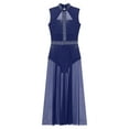 thumbnail image 5 of DPOIS Womens Mock Neck Open Back Lyrical Dance Dress Navy Blue-A XL, 5 of 7