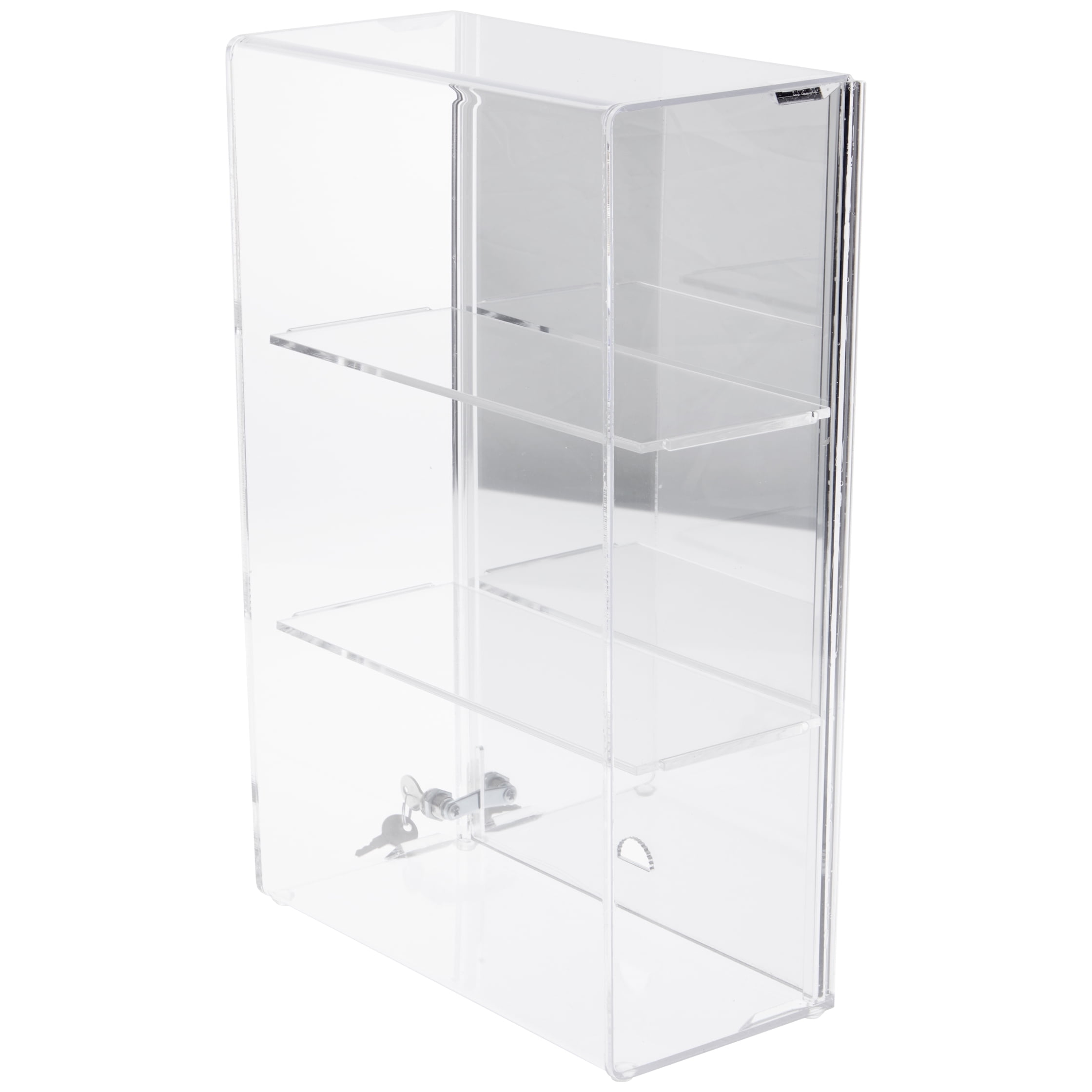 Plymor Clear Acrylic Sliding Back Locking Display Case (Mirrored), 2 Shelves , 15.75" H x 10.25