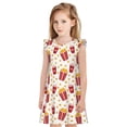 thumbnail image 1 of Fotbe Popcorn Vestido de Dormir para Niñas de 3 a 10 Años, Mangas Cortas, Estilo Princesa, Pijama Camisón con Mangas Voladas-Large, 1 of 6