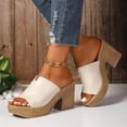 thumbnail image 2 of Dakaela Women's Chunky Heeled Sandal Leather Platform Wedge Slides Arch Support Dress Slip on Pumps, 2 of 7