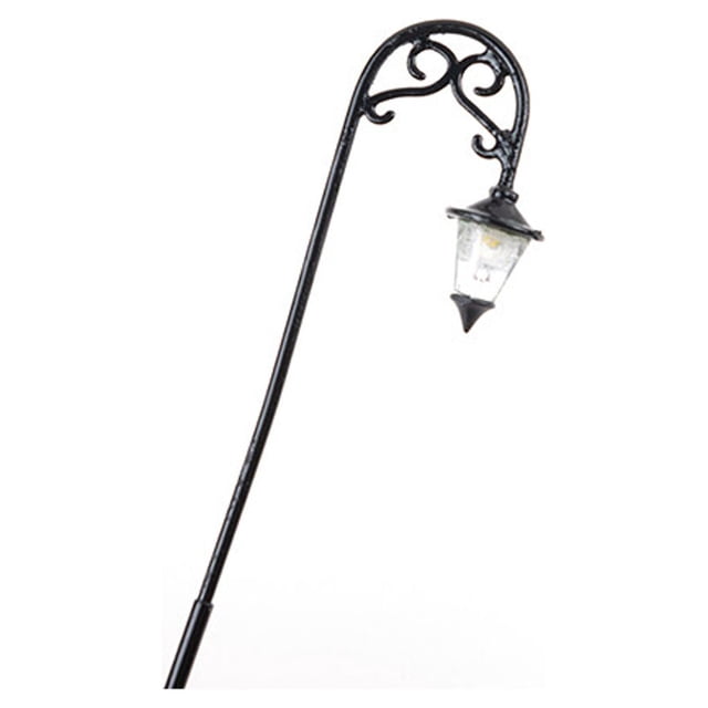 maskred Model Railway Lamp Micro-Landscape 1:87 LED Metal Lamppost Yards Garden Track Light Architectural Table Accessories Toys Gray(White Light)