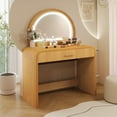 thumbnail image 4 of Harper & Bright Designs 39" Vanity Table with Lighted Mirror , Fluted Makeup Dressing Table with Drawer for Bedroom , Natural, 4 of 12