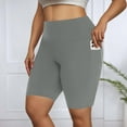 thumbnail image 4 of FINALGANG Women Versatile Shorts Solid Color High Waisted Yoga Shorts Plus Size Stretchy Bottom With Pockets Relaxed Fit Comfort Daily Wear, 4 of 6