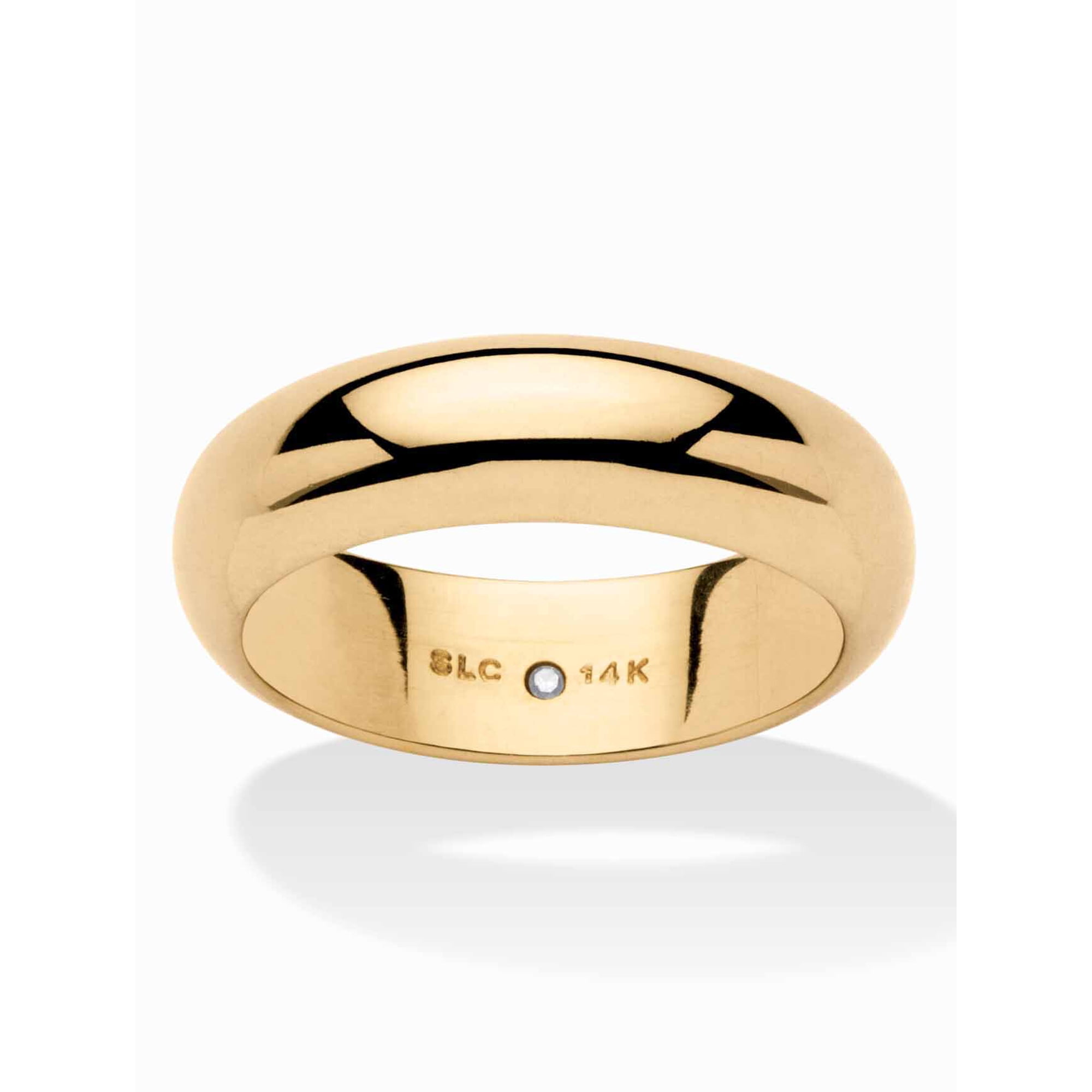 PalmBeach Jewelry 14k Yellow or White Gold Nano Diamond Resin Filled Wedding Band (6mm) Sizes 6-12