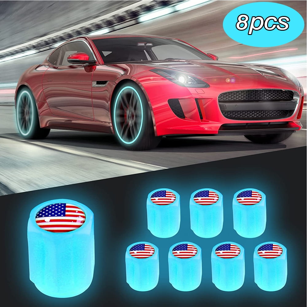 Luminous Tire Valve Stem Caps Flag Car Skull Illuminated Wheel Valve