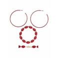thumbnail image 2 of PalmBeach Jewelry Red Enamel and Lucite Earring and Bracelet Set 7" Silvertone BONUS: Buy the Set, Get the Necklace FREE! Goldtone 23", 2 of 6