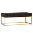 thumbnail image 2 of Bowery Hill Table Basse Transitionnelle en Métal à 2 Tiroirs, Noyer, 2 of 8