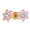 Light-Pink, variant on Womens Tiny CZ Cubic Zirconia Flower Stud Earrings Real 14K Gold Screw back