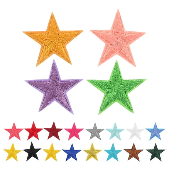 Masteelf 80 Pcs Embroidered Star Patch Iron Patches for Hats Clear Micro