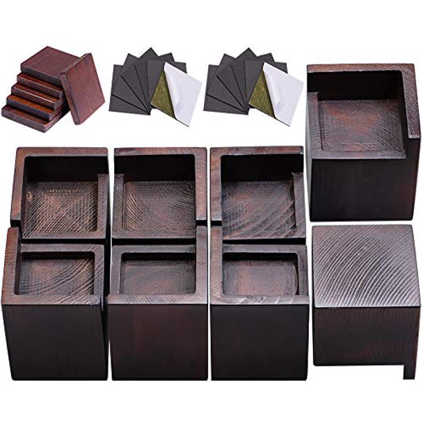 Fasonla Bed Risers Set Of 8 Furniture Lifts Height 3 Solid Natural Wood For Table Sofa Chair With Non Slip Recessed Hole Walnut Color Com Fasonla Bed Risers Set Of 8 Furniture, Wood Risers For Furniture