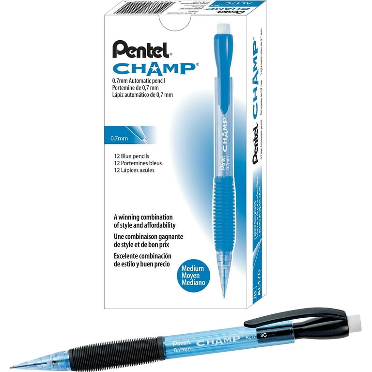 Champ Mechanical Pencil, 0.7 mm, HB (#2), Black Lead, Blue Barrel, Dozen Champ Mechanical Pencil, 0.7 mm, HB (#2), Black Lead, Blue Barrel, Dozen